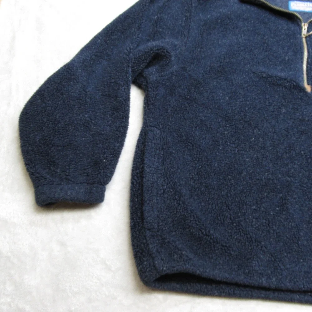Pendleton Sweater Mens Large Blue‎ Pockets Fuzzy Sherpa Fleece 1/4 Zip Vintage